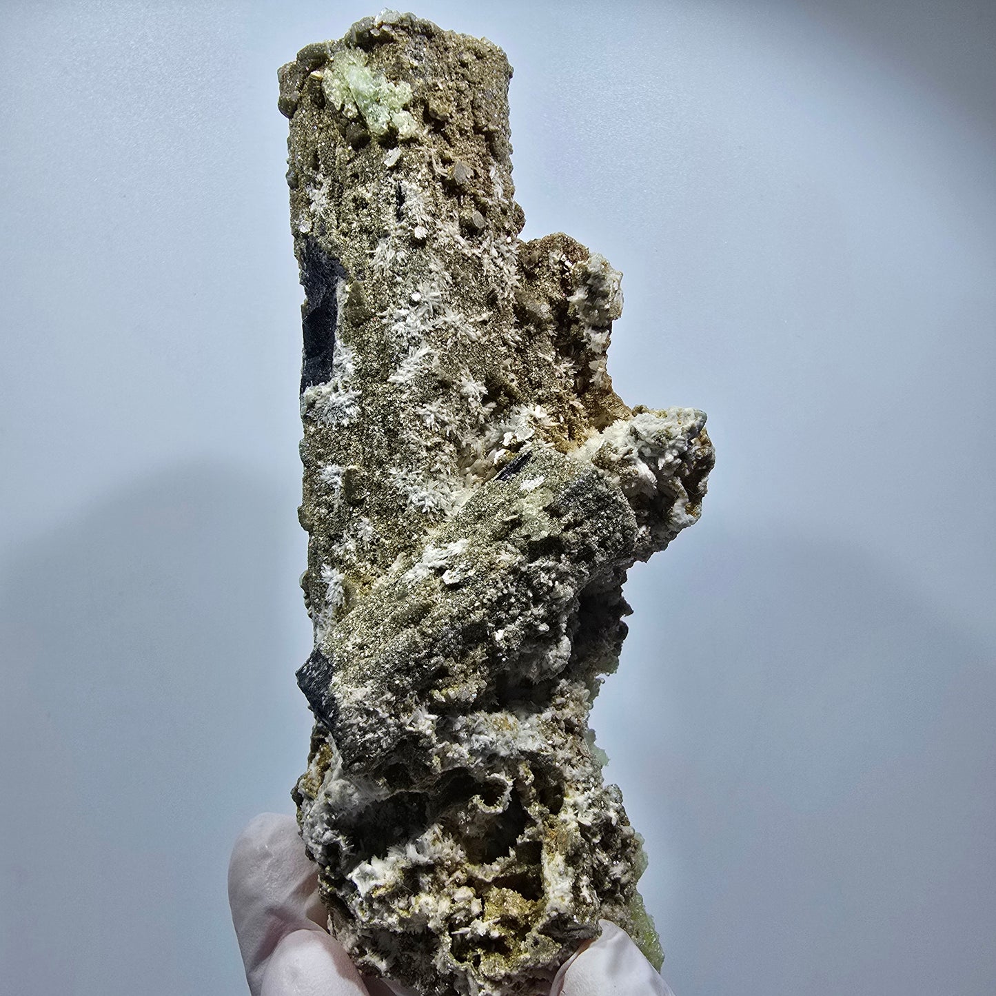 Große Schörl Turmalin, Hyalit Opal, Muskovit Stufe Erongo, Namibia 132*57*54mm #12483