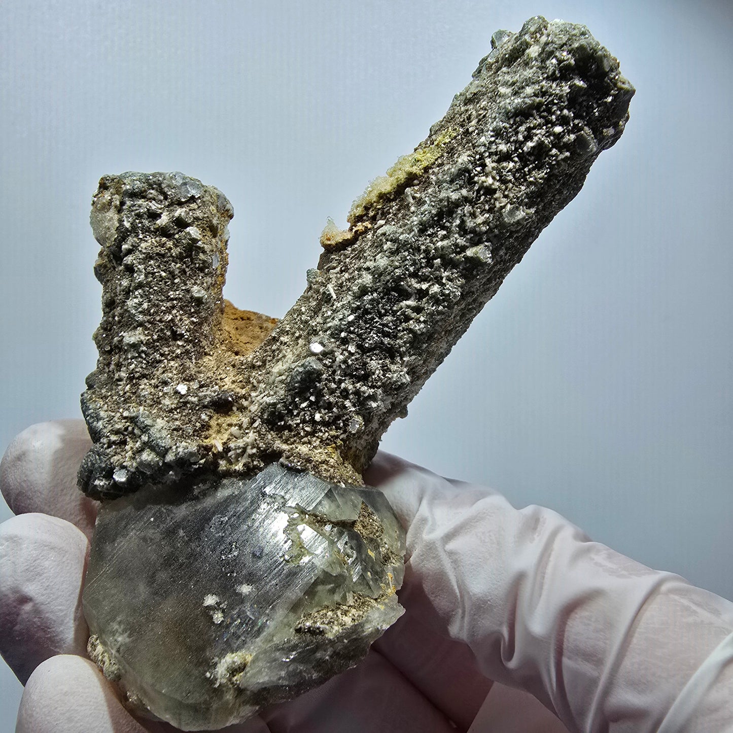 Schörl Turmalin, Hyalit Opal, Muskovit, Rauchquarz Erongo, Namibia 84*66*42mm #12487
