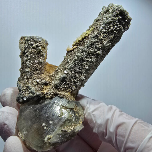 Schörl Turmalin, Hyalit Opal, Muskovit, Rauchquarz Erongo, Namibia 84*66*42mm #12487