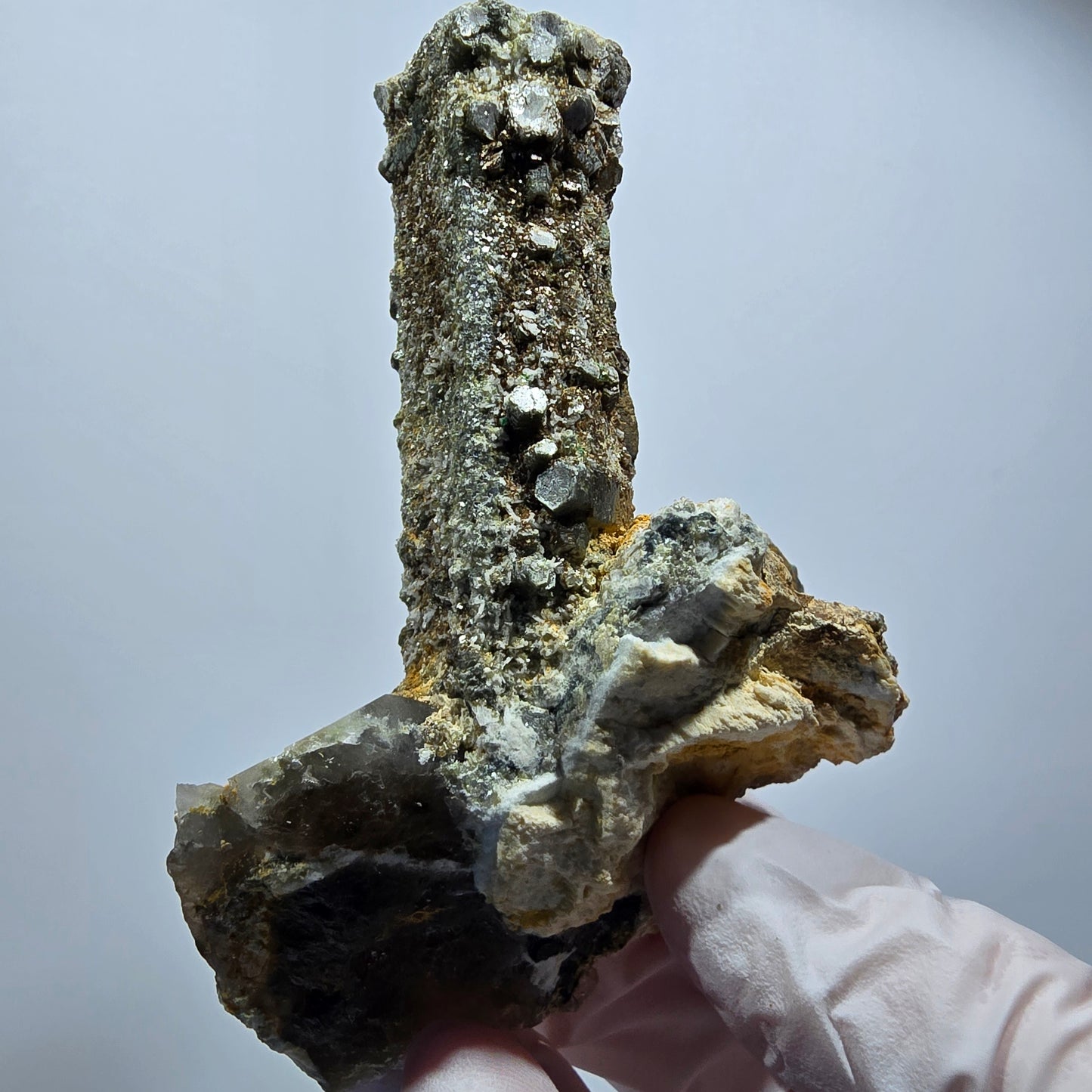 Schörl Turmalin, Hyalit Opal, Muskovit, Rauchquarz Erongo, Namibia 84*66*42mm #12487