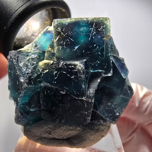 Phantom Fluorit Würfel Stufe, blau Butterfly Pocket, Okorusu, Namibia 41*33*22mm #12517