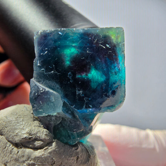 Phantom Fluorit Würfel Stufe, blau Butterfly Pocket, Okorusu, Namibia 27*25*16mm #12518