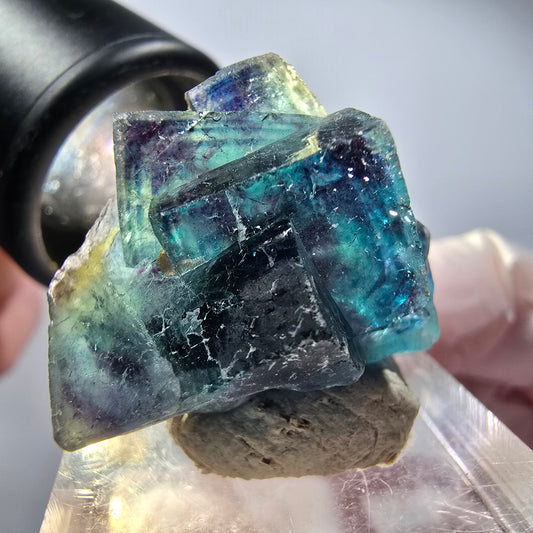 Phantom Fluorit Würfel Stufe, blau Butterfly Pocket, Okorusu, Namibia 27*21*16mm #12520