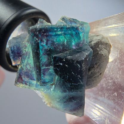 Phantom Fluorit Würfel Stufe, blau Butterfly Pocket, Okorusu, Namibia 27*21*16mm #12520