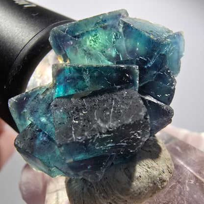 Phantom Fluorite cube specimen, blue Butterfly Pocket, Okorusu, Namibia 36*27*19mm #12521
