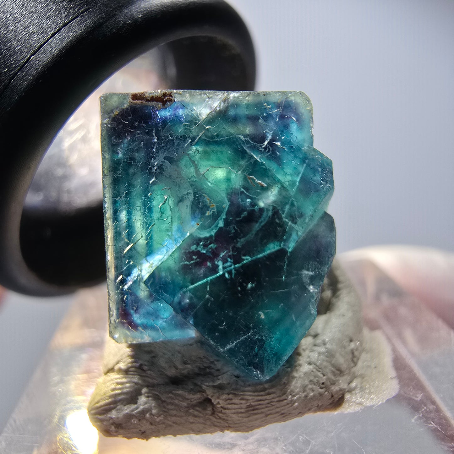 Cube de Fluorite fantôme sur matrice, bleu Butterfly Pocket, Okorusu, Namibie 16*14*13mm #12524