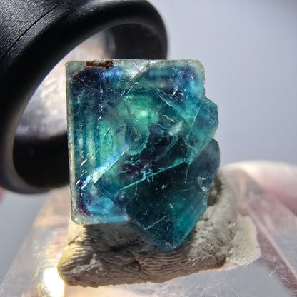 Cube de Fluorite fantôme sur matrice, bleu Butterfly Pocket, Okorusu, Namibie 16*14*13mm #12524