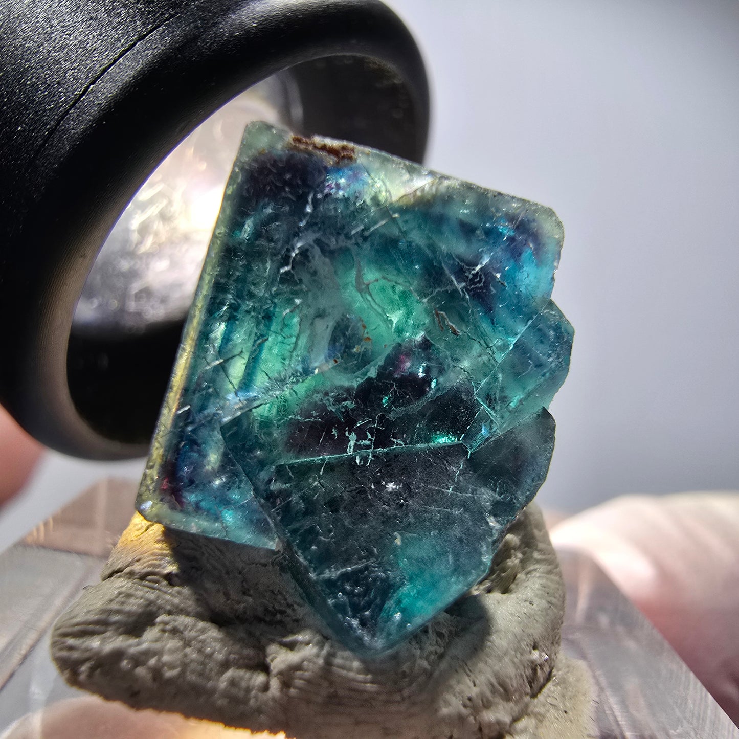 Cube de Fluorite fantôme sur matrice, bleu Butterfly Pocket, Okorusu, Namibie 16*14*13mm #12524