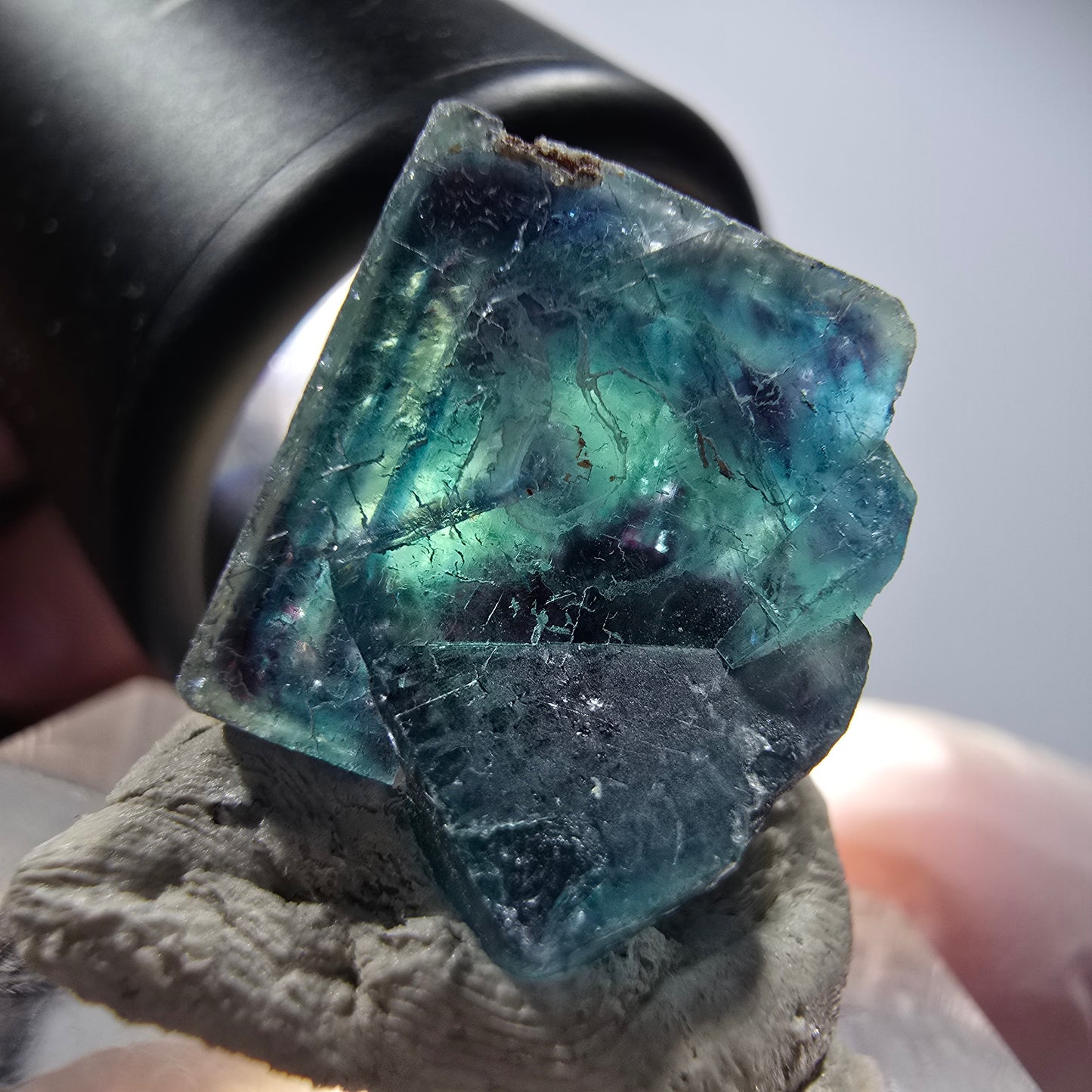Cube de Fluorite fantôme sur matrice, bleu Butterfly Pocket, Okorusu, Namibie 16*14*13mm #12524