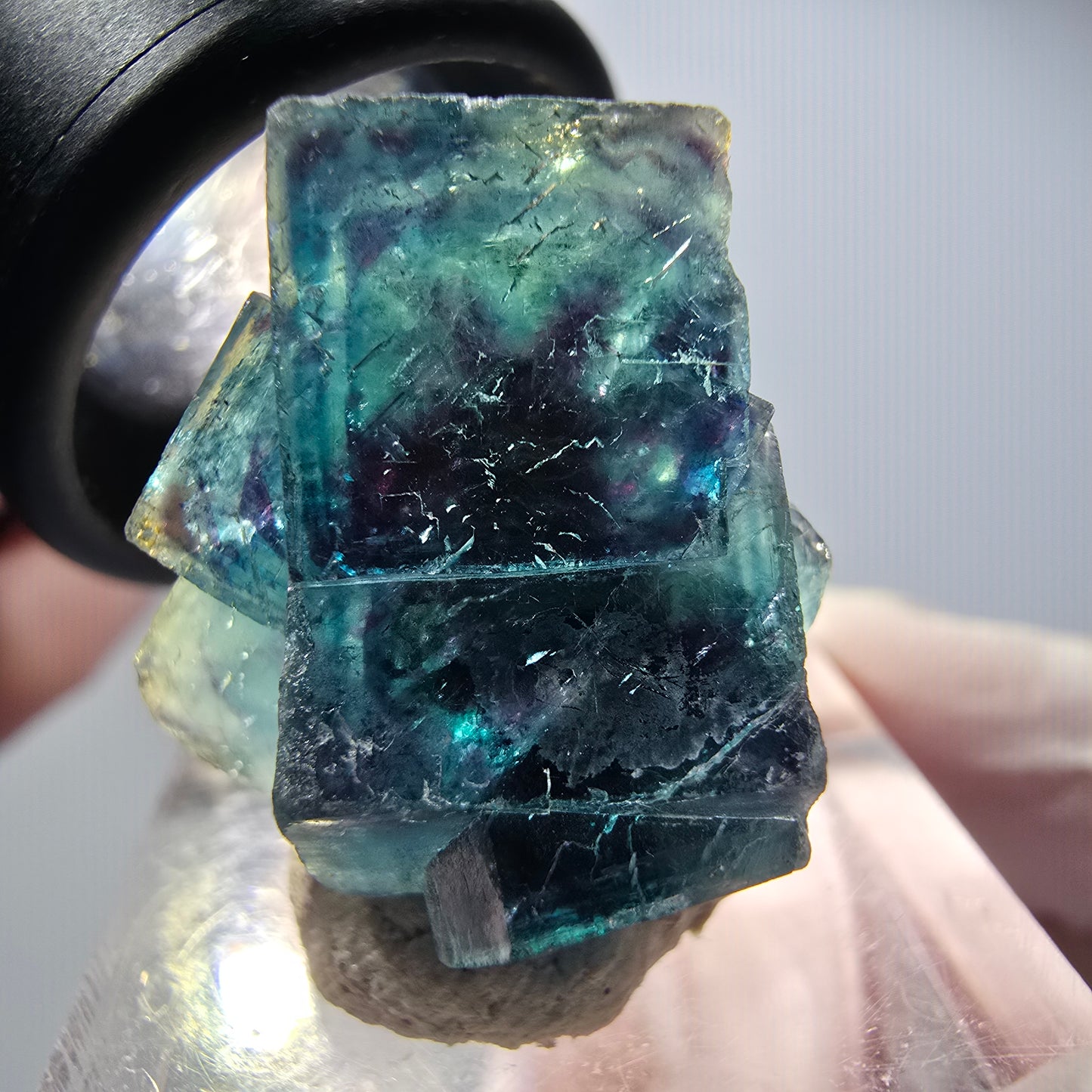 Fantôme Fluorite Cubes sur Matrice, bleu Butterfly Pocket, Okorusu, Namibie 21*19*13mm #12527