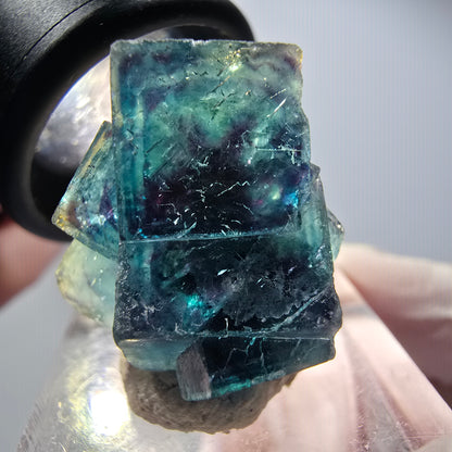 Fantôme Fluorite Cubes sur Matrice, bleu Butterfly Pocket, Okorusu, Namibie 21*19*13mm #12527