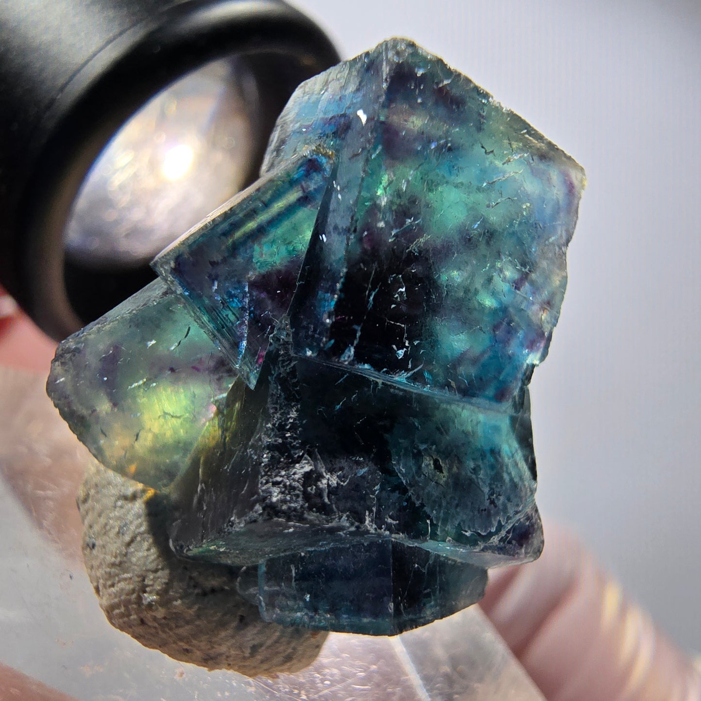 Fantôme Fluorite Cubes sur Matrice, bleu Butterfly Pocket, Okorusu, Namibie 21*19*13mm #12527