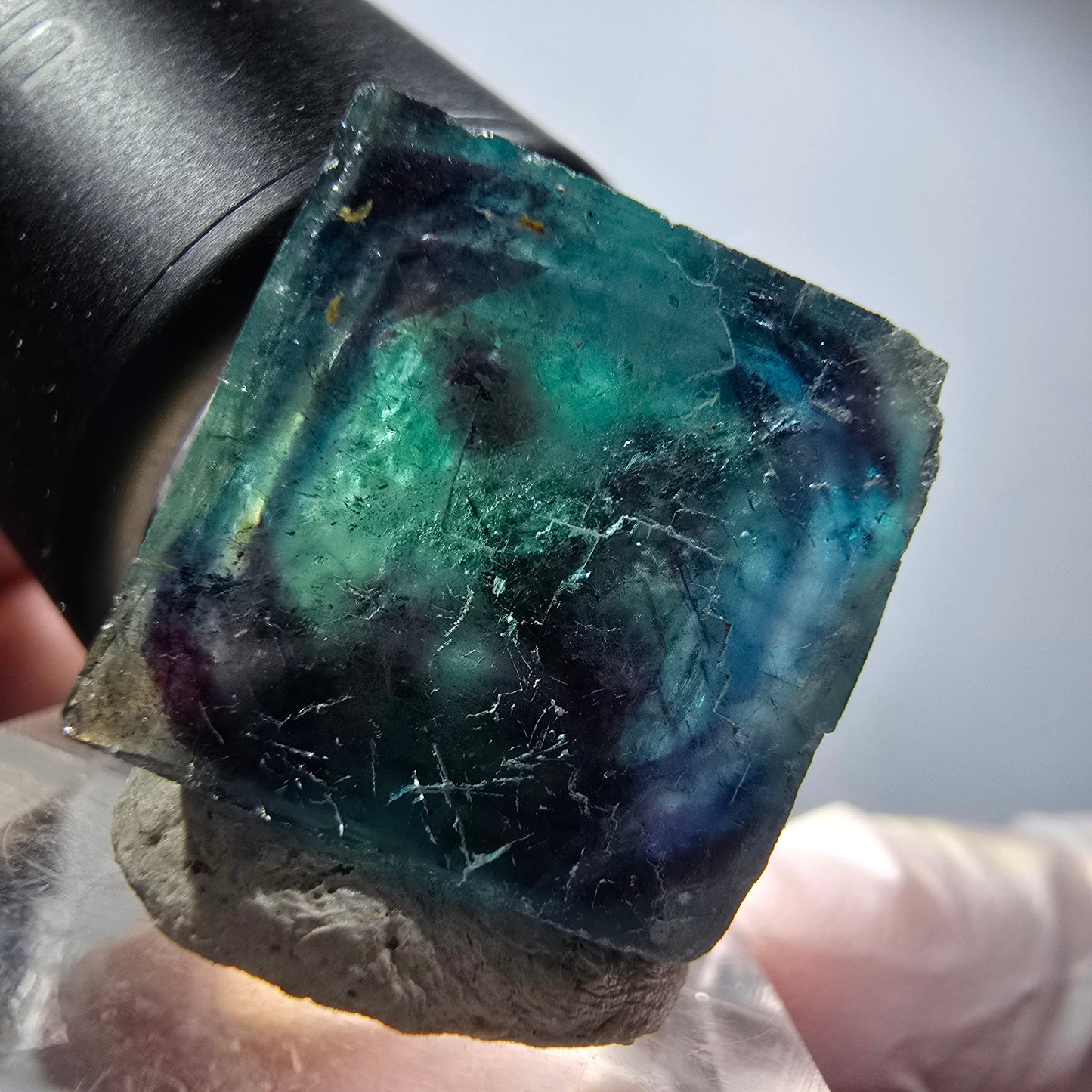 Phantom Fluorit Würfel Stufe, blau Butterfly Pocket, Okorusu, Namibia 23*23*15mm #12534