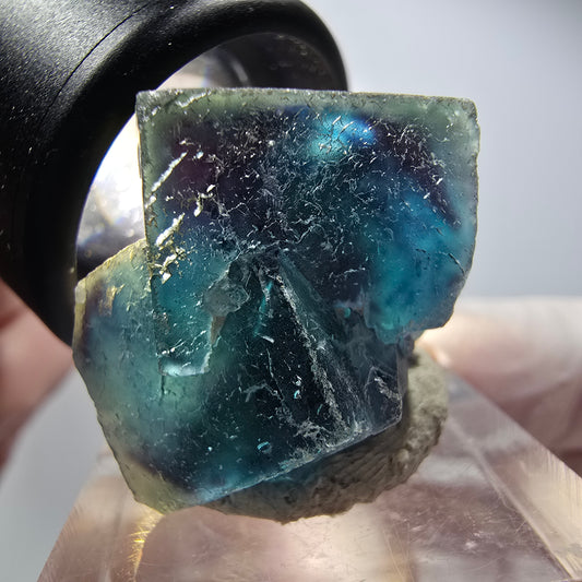 Phantom Fluorit Würfel Stufe, blau Butterfly Pocket, Okorusu, Namibia 30*23*18mm #12535