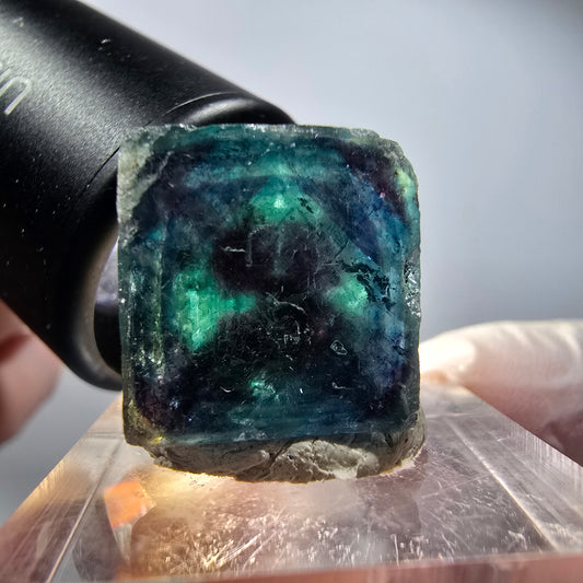 Phantom Fluorit Würfel Stufe, blau Butterfly Pocket, Okorusu, Namibia 23*23*14mm #12536