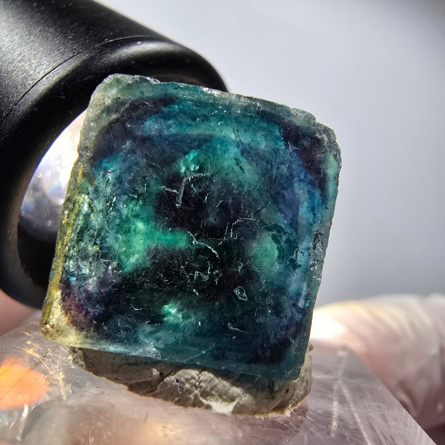 Phantom Fluorit Würfel Stufe, blau Butterfly Pocket, Okorusu, Namibia 23*23*14mm #12536