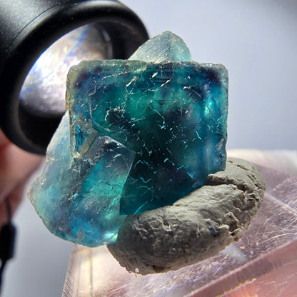 Phantom Fluorit Würfel Stufe, blau Butterfly Pocket, Okorusu, Namibia 25*20*16mm #12537