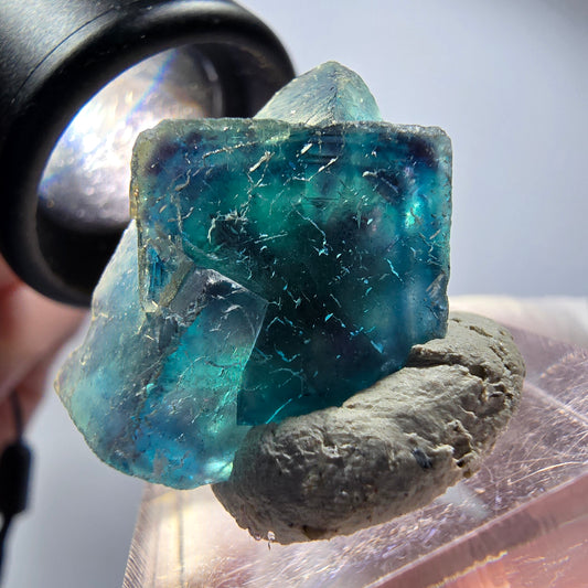 Phantom Fluorit Würfel Stufe, blau Butterfly Pocket, Okorusu, Namibia 25*20*16mm #12537