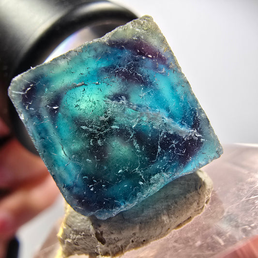 Phantom Fluorit Würfel Stufe, blau Butterfly Pocket, Okorusu, Namibia 17*17*13mm #12538