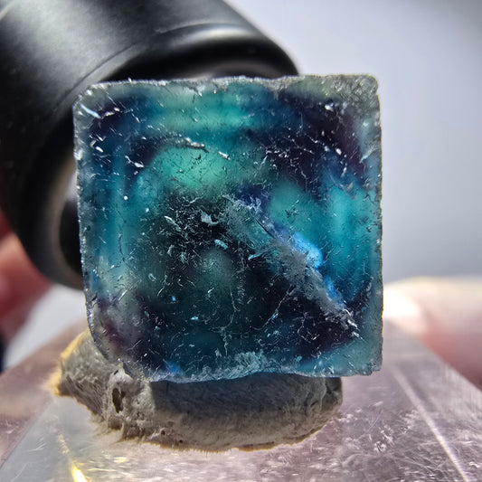 Phantom Fluorit Würfel Stufe, blau Butterfly Pocket, Okorusu, Namibia 17*17*13mm #12538