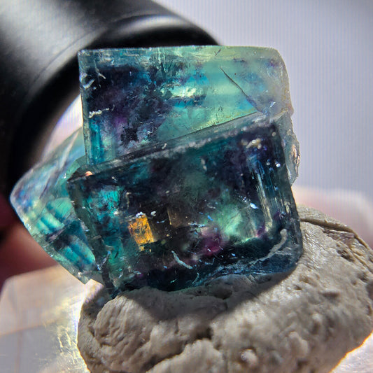 Phantom Fluorit Würfel Stufe, blau Butterfly Pocket, Okorusu, Namibia 21*18*12mm #12539