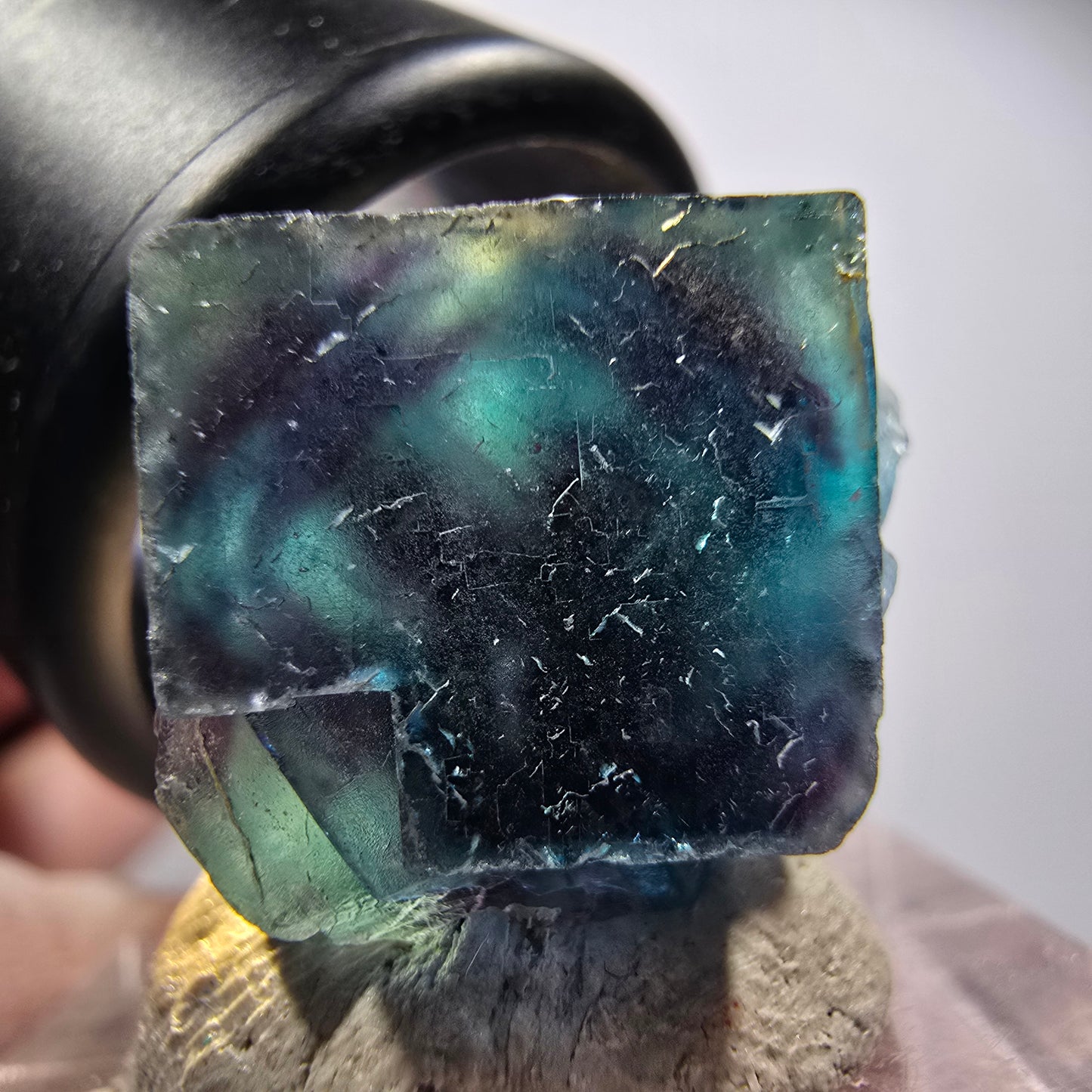 Fluorite fantôme en cube sur matrice, bleu, Butterfly Pocket, Okorusu, Namibie 19*15*14mm #12541