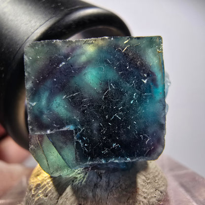 Fluorite fantôme en cube sur matrice, bleu, Butterfly Pocket, Okorusu, Namibie 19*15*14mm #12541
