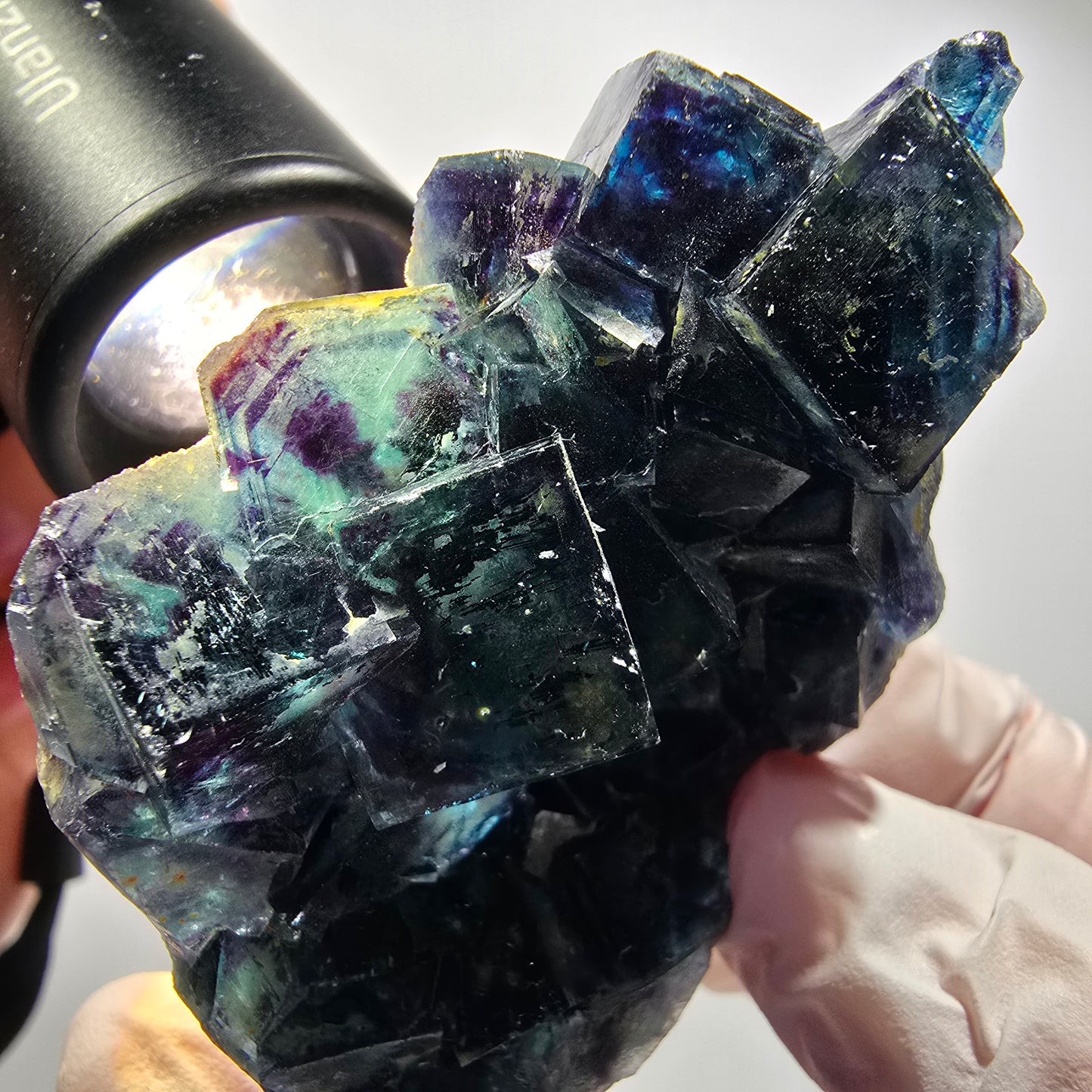 Spécimen de cubes de fluorine fantôme, poche papillon bleue, Okorusu, Namibie 69*55*21mm #12543
