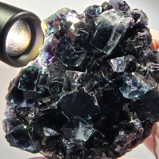 Klare Phantom Fluorit Würfel Stufe, blau Okorusu, Namibia 74*61*27mm #12545