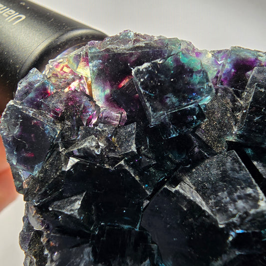 Klare Phantom Fluorit Würfel Stufe, blau Okorusu, Namibia 74*61*27mm #12545