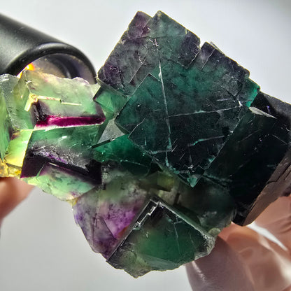 Cube de Fluorite fantôme sur matrice, vert violet, Okorusu, Namibie 70*42*32mm #12546