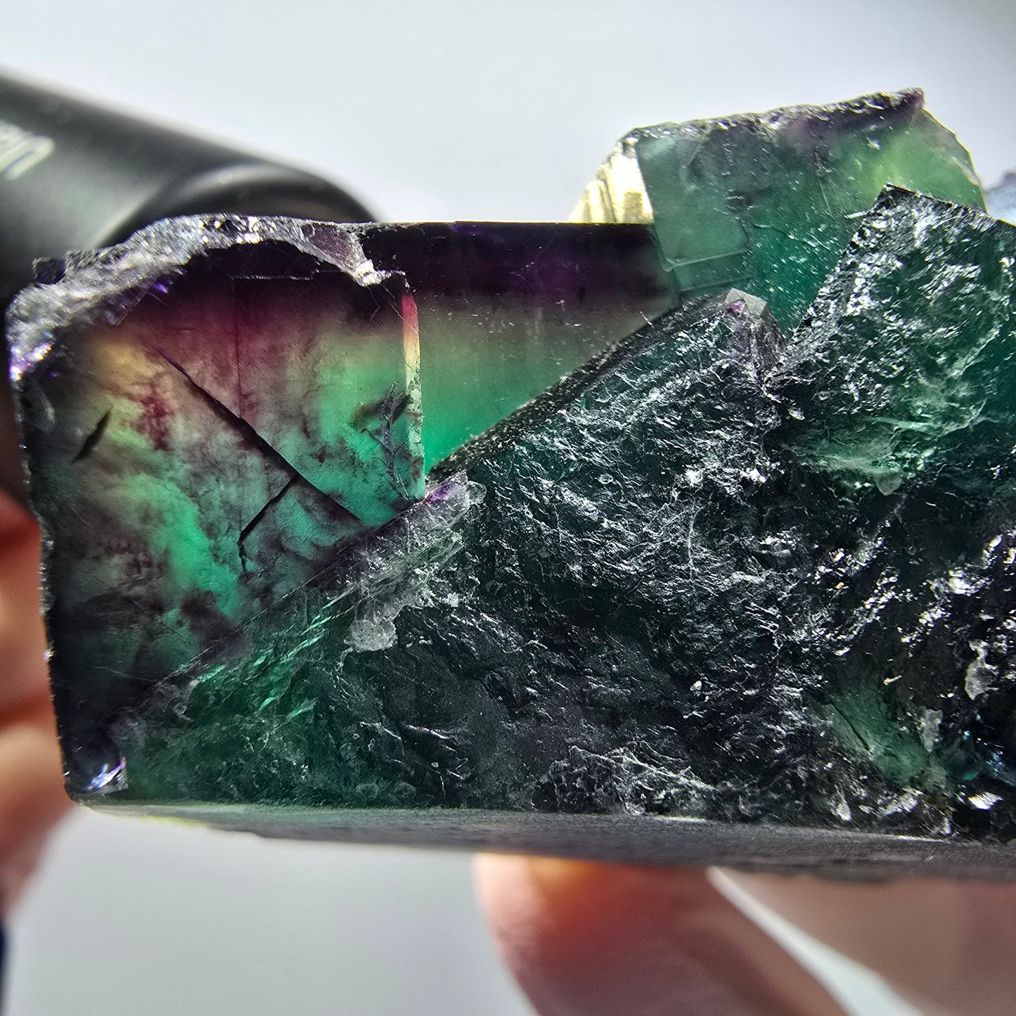 Cube de Fluorite fantôme sur matrice, vert violet, Okorusu, Namibie 70*42*32mm #12546