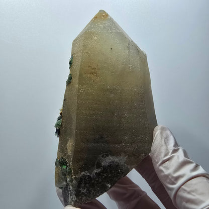 Quartz fumé XL, Fluorine, Tourmaline schorl, Opale hyalite, Muscovite Erongo Namibie 119*77*56mm #12547