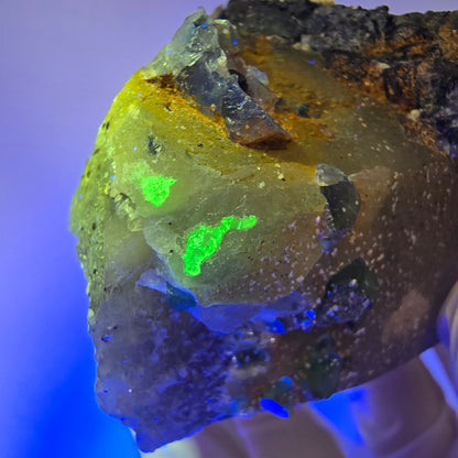 Quartz fumé XL, Fluorine, Tourmaline schorl, Opale hyalite, Muscovite Erongo Namibie 119*77*56mm #12547