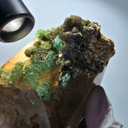 XL Quartz fumé, Fluorite, Tourmaline schorl, Muscovite, Erongo, Namibie 128*109*93mm #12549