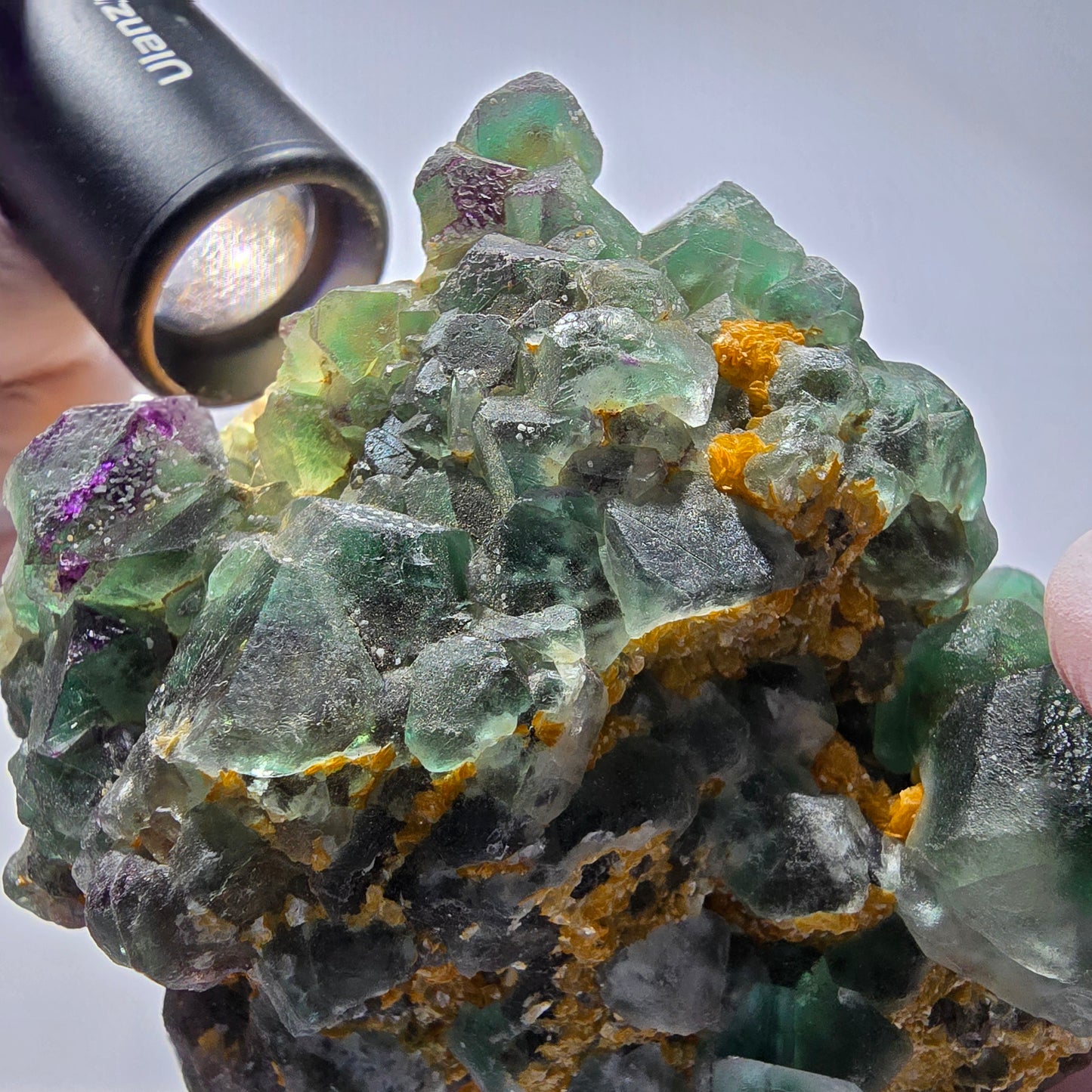 Fluorite fantôme XL, Muscovite, Opale hyalite, Tourmaline schorl Erongo, Namibie 118*120*72mm #12550