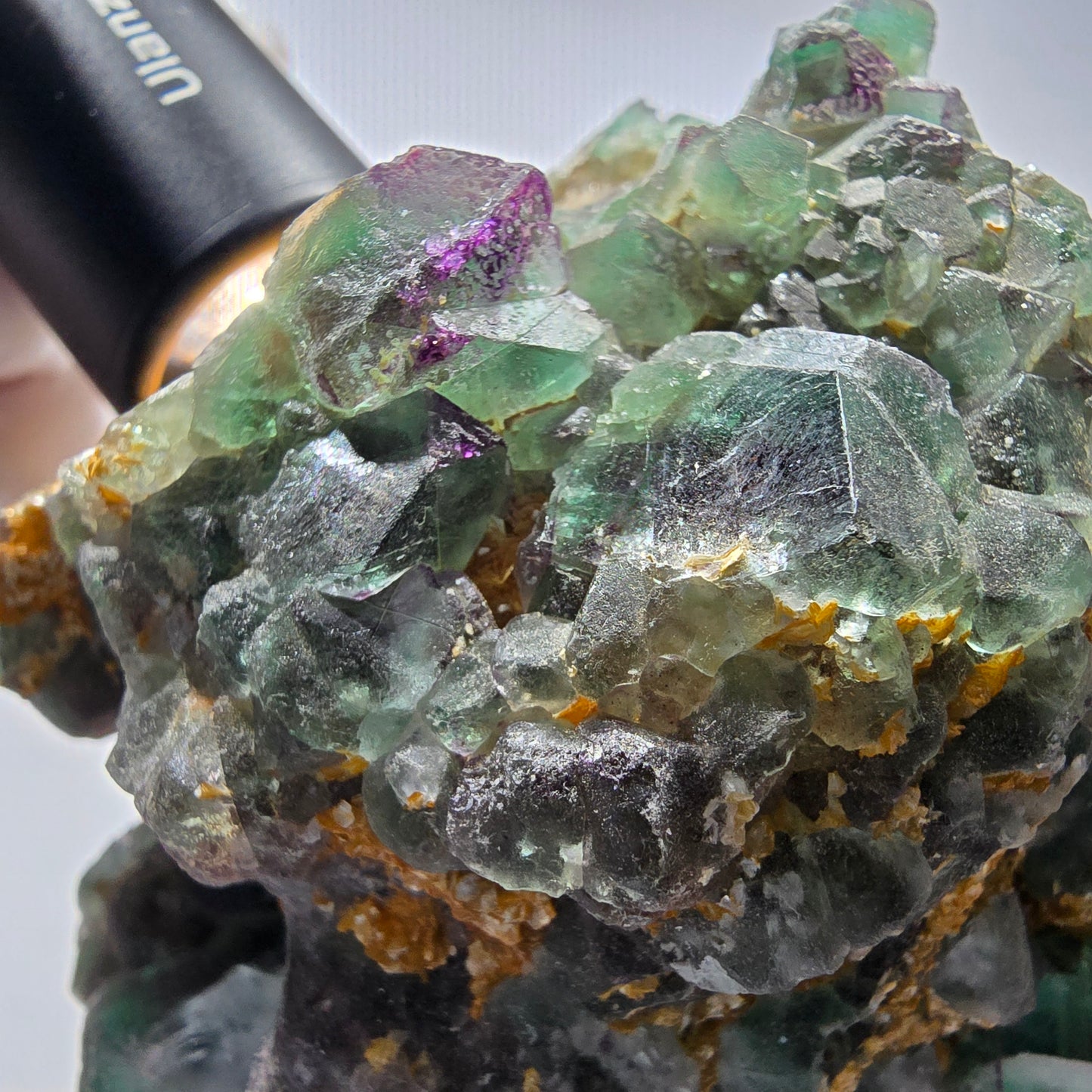 Fluorite fantôme XL, Muscovite, Opale hyalite, Tourmaline schorl Erongo, Namibie 118*120*72mm #12550