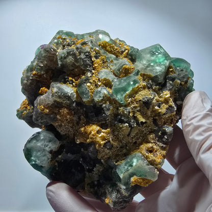 Fluorite fantôme XL, Muscovite, Opale hyalite, Tourmaline schorl Erongo, Namibie 118*120*72mm #12550