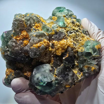 Fluorite fantôme XL, Muscovite, Opale hyalite, Tourmaline schorl Erongo, Namibie 118*120*72mm #12550