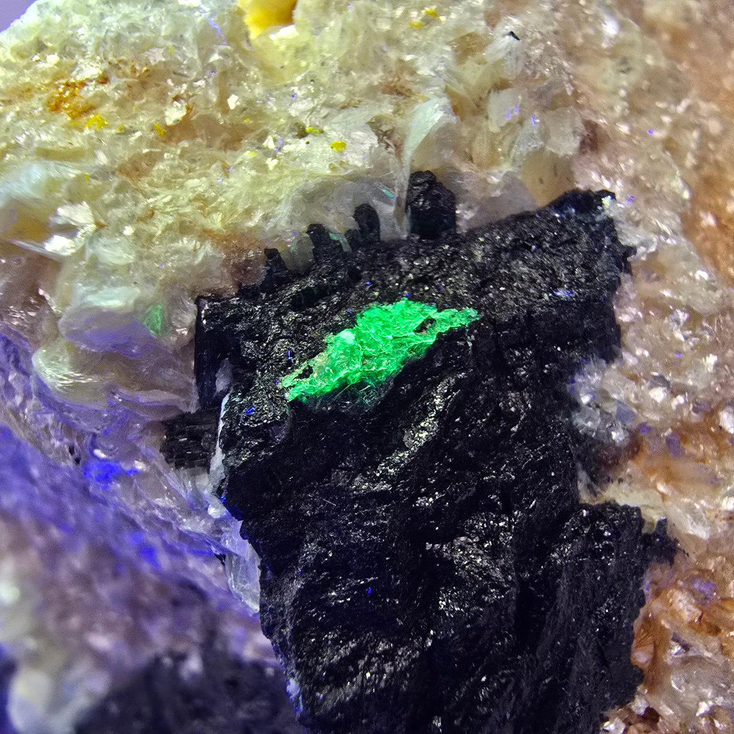XL Colorful Fluorite, Schorl Tourmaline, Hyalite Smoky Quartz Muscovite Erongo, Namibia 106*78*73mm #12552
