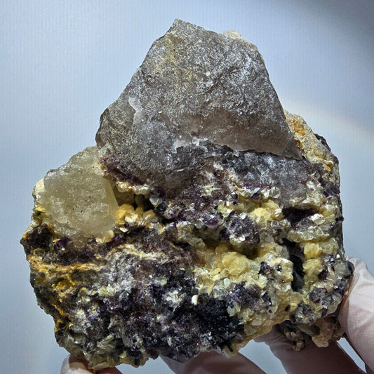 XL Bunte Fluorit, Schörl Turmalin, Rauchquarz Muskovit Stufe Erongo, Namibia 106*103*70mm #12553
