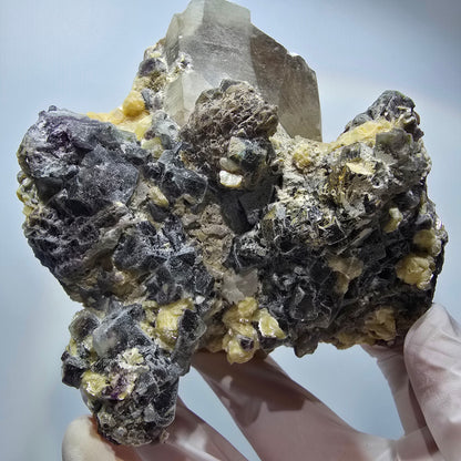 XL Colorful Fluorite, Schorl Tourmaline, Smoky Quartz Muscovite specimen Erongo, Namibia 106*103*70mm #12553