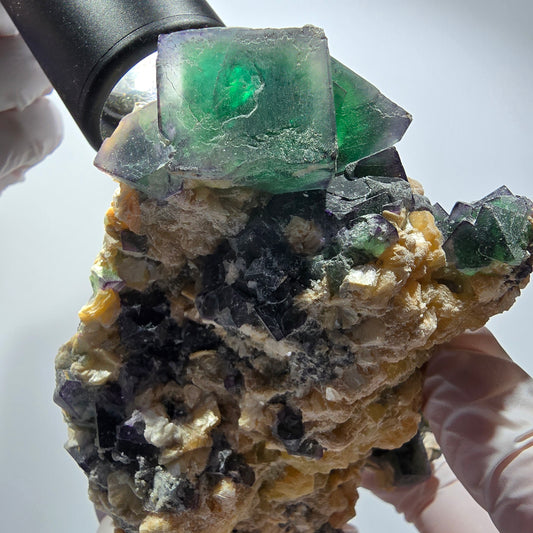 XL Phantom Fluorit, Schörl Turmalin, Rauchquarz Muskovit Stufe Erongo, Namibia 103*92*60mm #12554