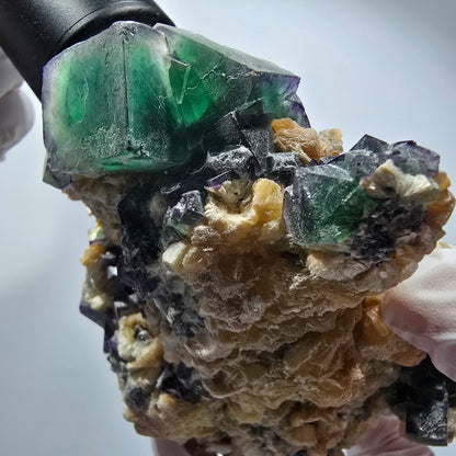 Fluorite XL Phantom, tourmaline schorl, quartz fumé muscovite sur matrice Erongo, Namibie 103*92*60mm #12554