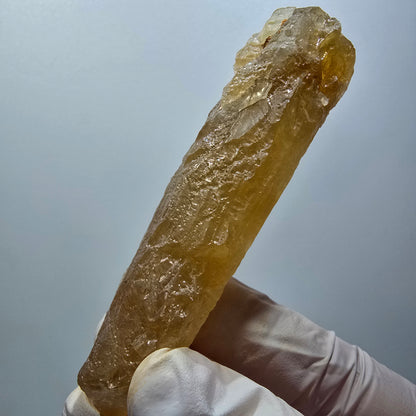 Cristal de calcite miel naturelle, jaune orangé Erongo, Namibie 88*27*19mm #12558