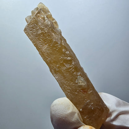Cristal de calcite miel naturelle, jaune orangé Erongo, Namibie 88*27*19mm #12558