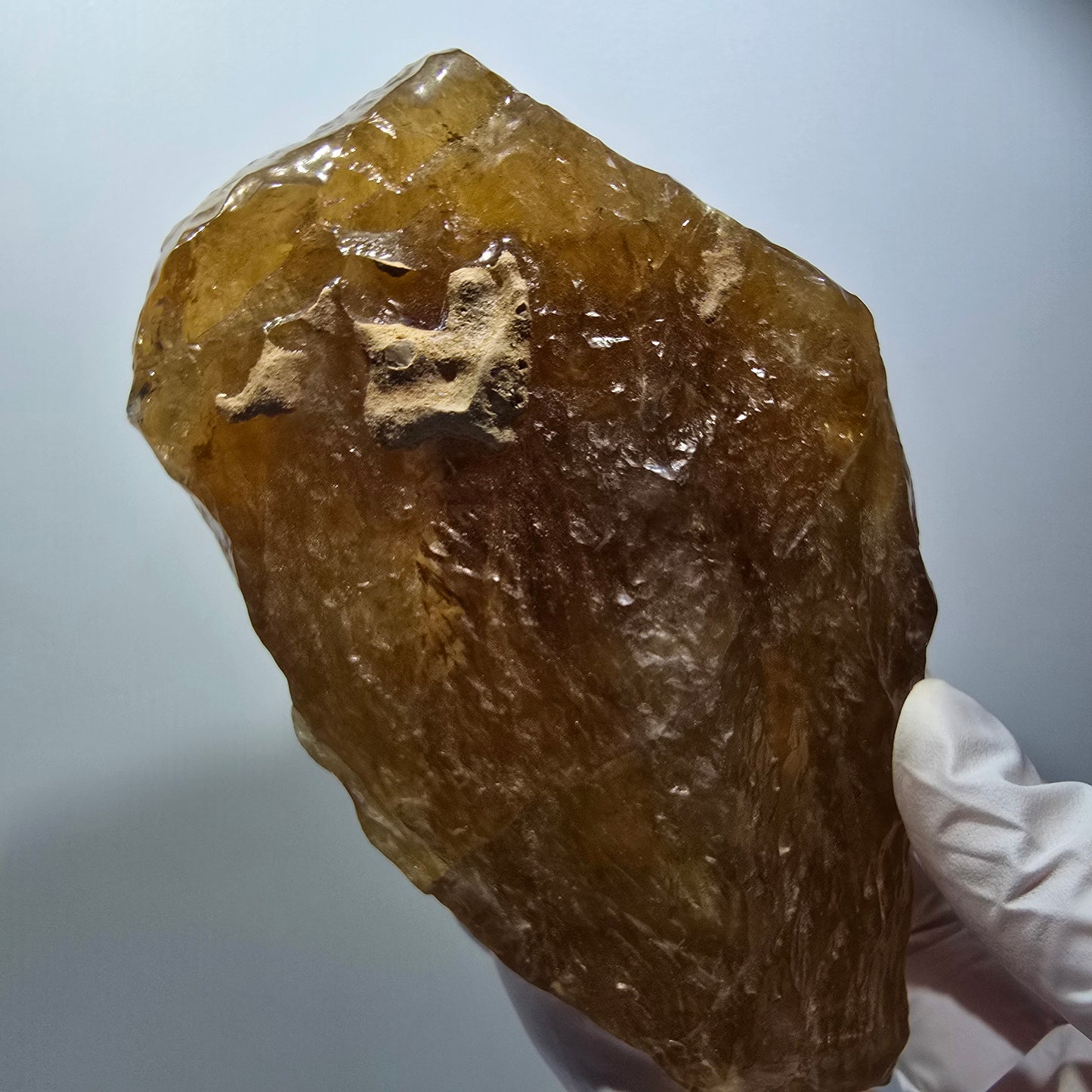 Large Natural Honey Calcite Crystal, Yellow Orange Erongo Namibia 133*81*53mm #12561