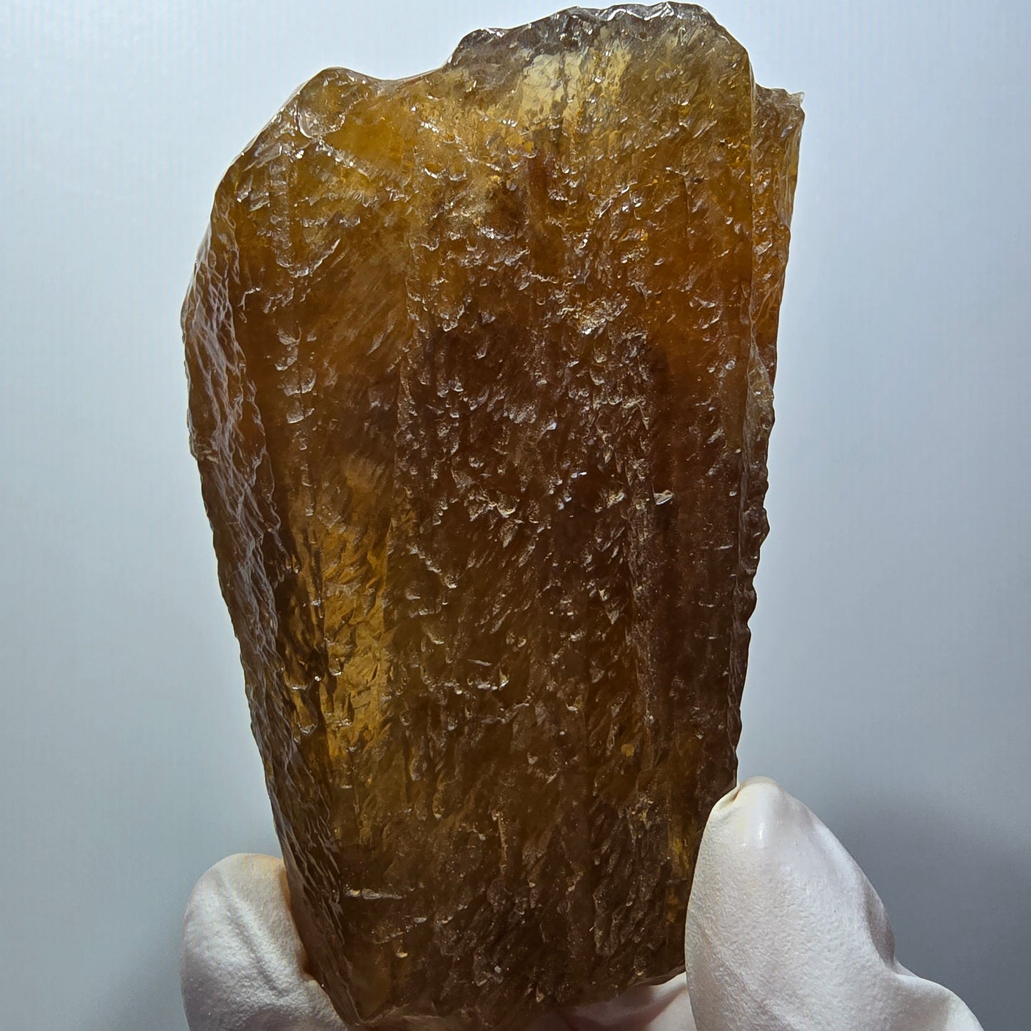 Grand cristal de calcite miel naturel, jaune orangé Erongo, Namibie 83*63*50mm #12562