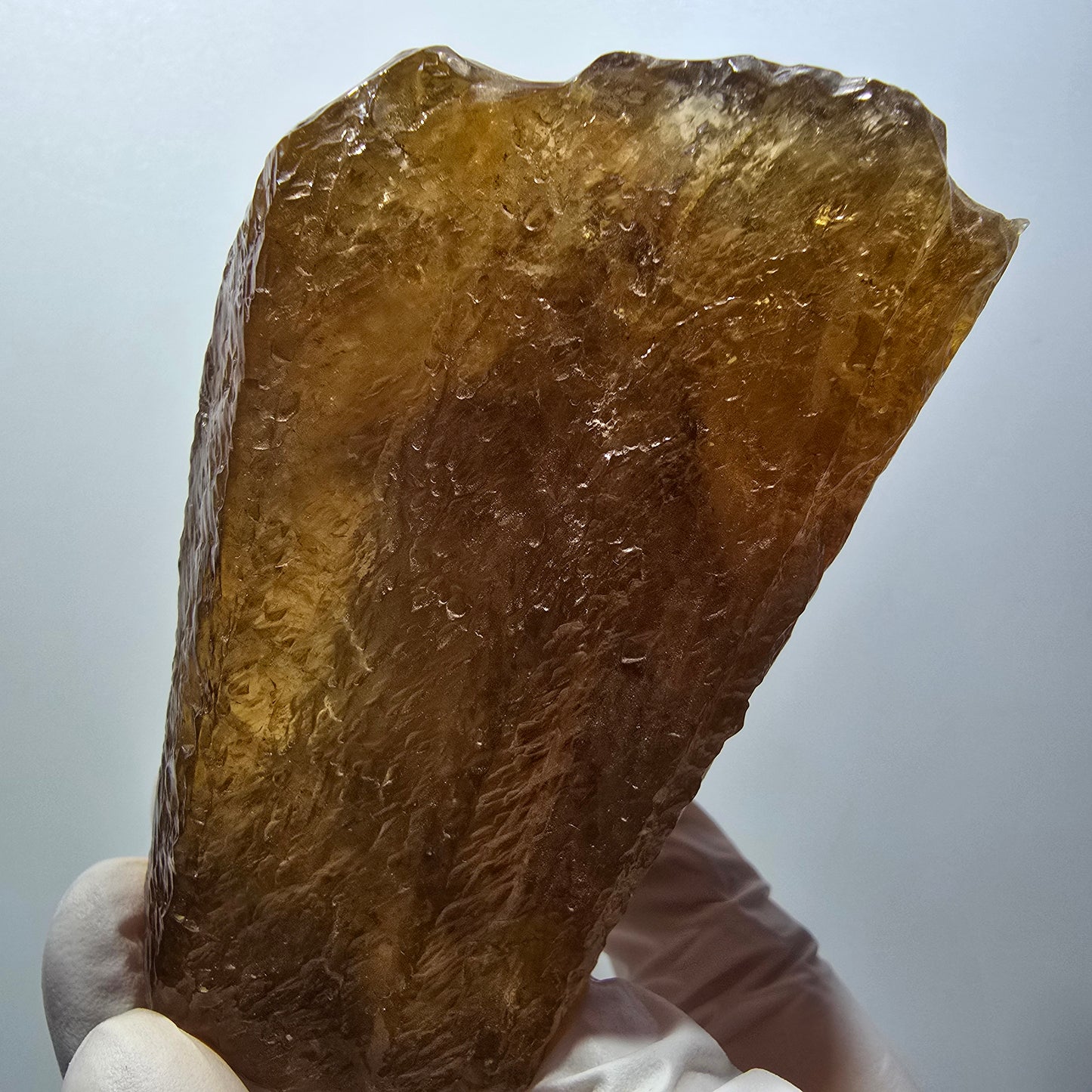 Grand cristal de calcite miel naturel, jaune orangé Erongo, Namibie 83*63*50mm #12562