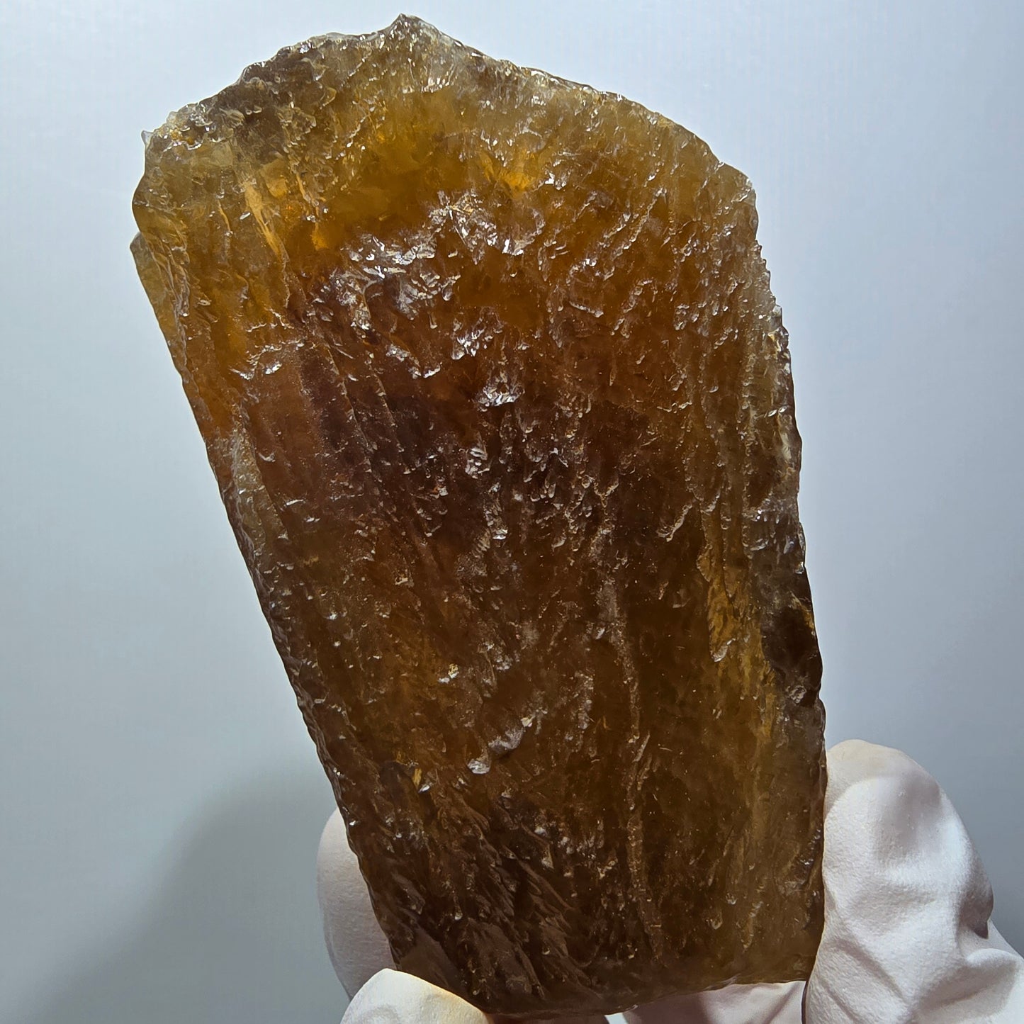 Grand cristal de calcite miel naturel, jaune orangé Erongo, Namibie 83*63*50mm #12562